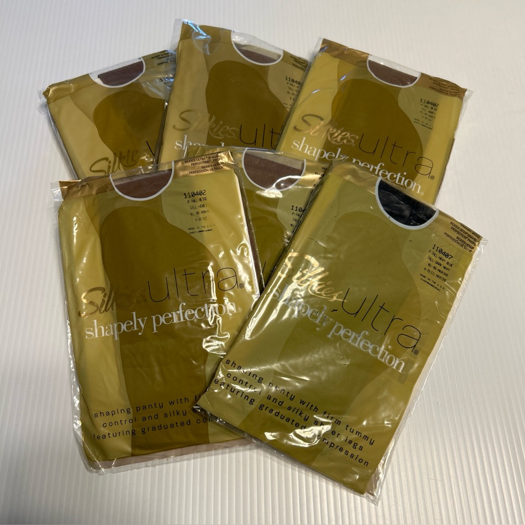 6 Silkies Ultra Shapely Perfection Sheer Nylon Pantyhose X Tall Beige Navy Blue